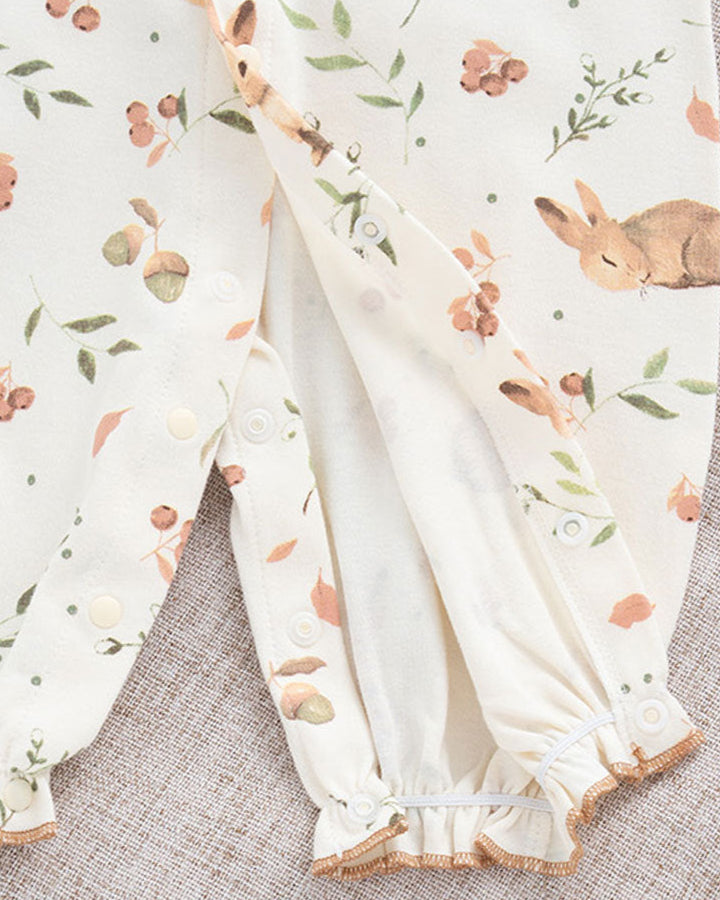 Sweet Collar Rabbit Pattern Soft Cotton Baby Jumpsuits