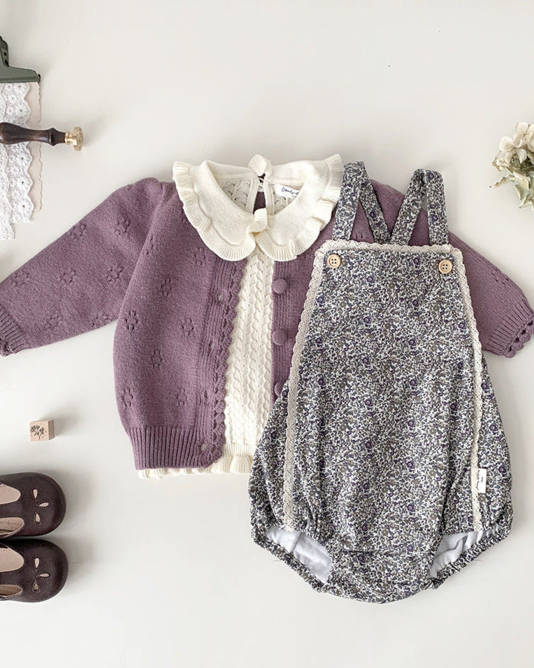 Puffy Sleeve Buttoned Knitted Baby Sweater Cardigan