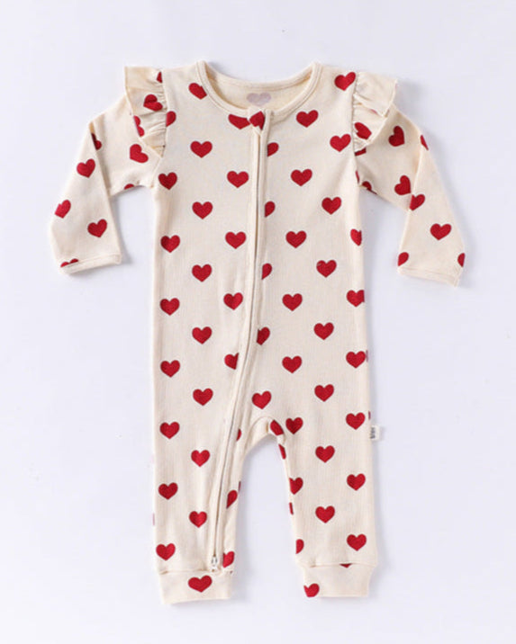 Cotton Soft Heart Long Sleeve Baby Jumpsuits/Romper