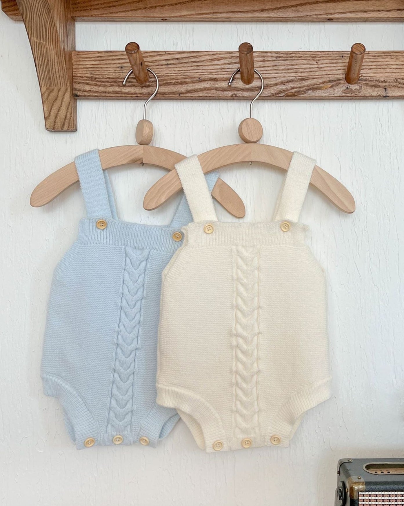 Cable-Knit Buttoned Baby Cardigan Romper