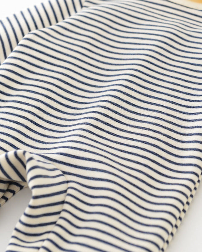 Striped Tie Bear Collar Long Sleeve Baby Jumpsuits