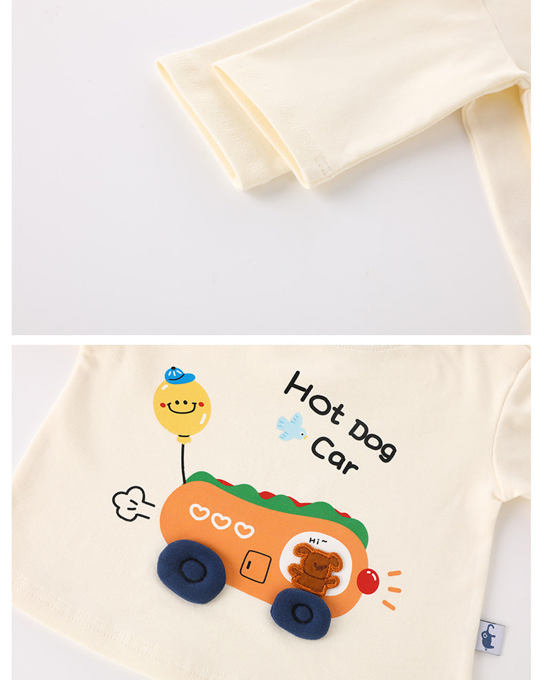 Hot Dog Car Printed Baby Long Sleeve Top