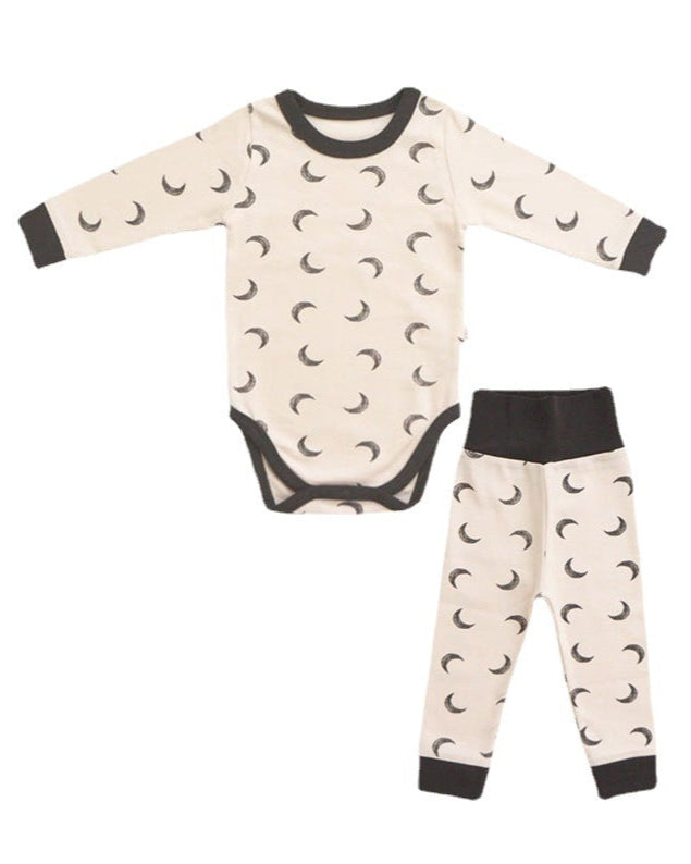 Star Moon Cotton Long Sleeve Baby Romper Pants Hat