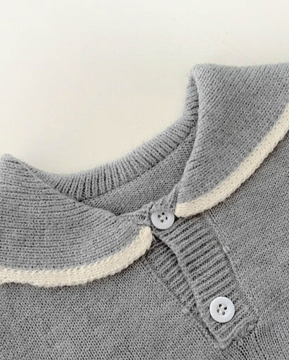 Casual Knitted Square Collar Baby Jumpsuits