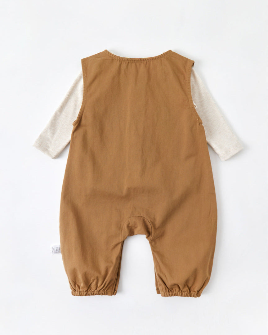Dog Pattern Zipped Baby Jumpsuits Sweatshirt Set