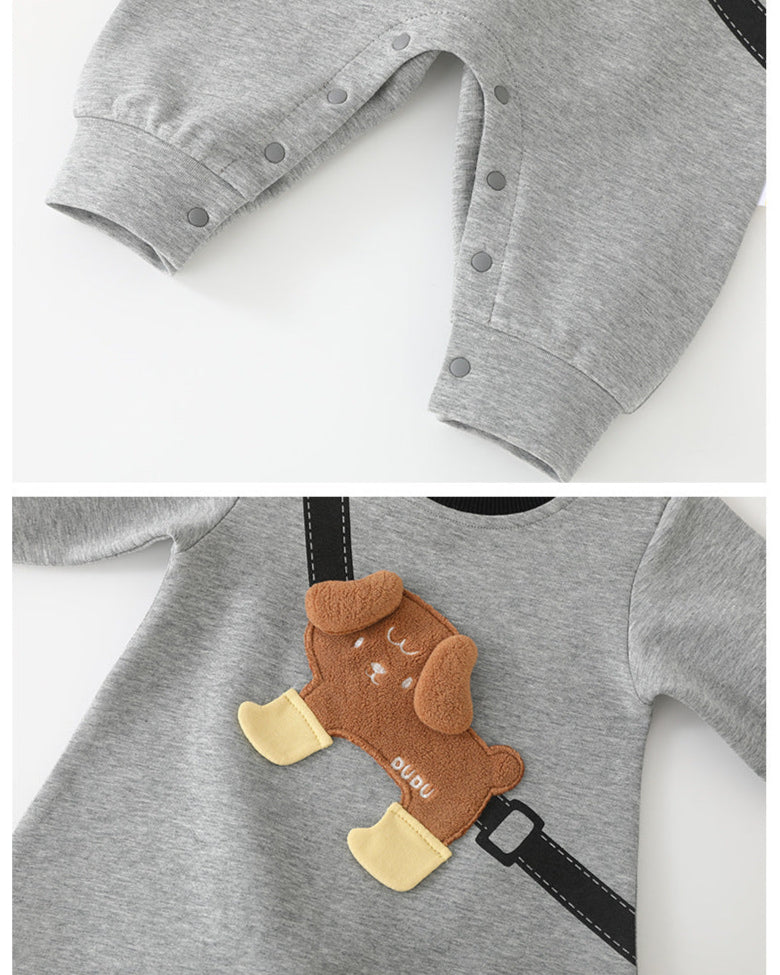 Dog Bag Pattern Long Sleeve Baby Jumpsuits