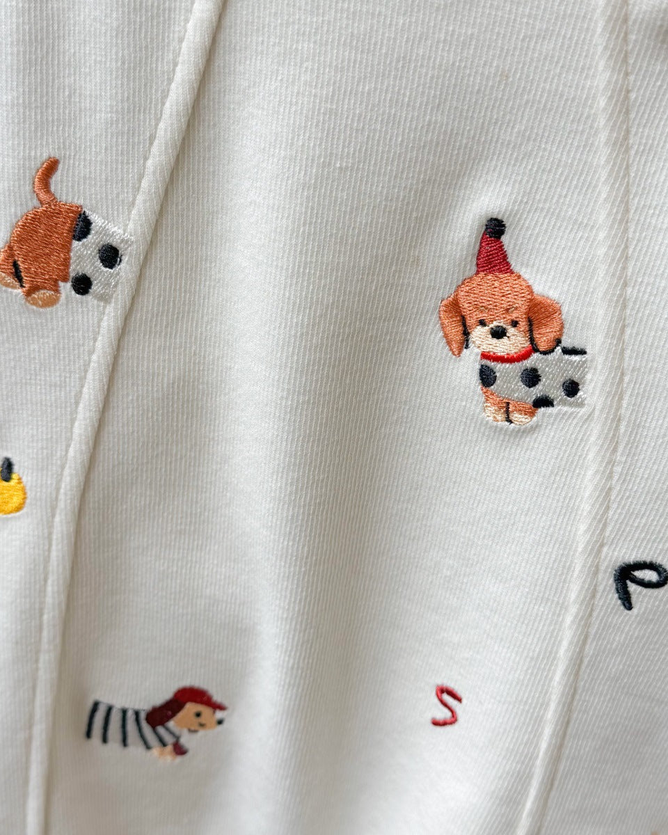 Puppy Pattern Color Block Long Sleeve Baby Jumpsuits