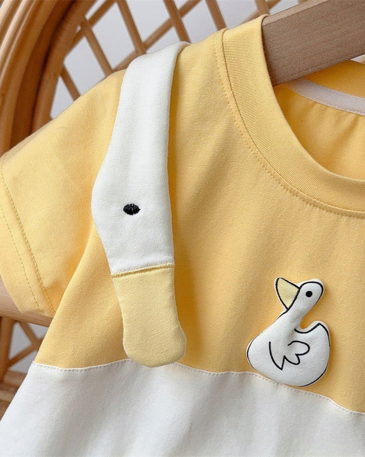 Duck Pattern Short Sleeve Baby Jumpsuits