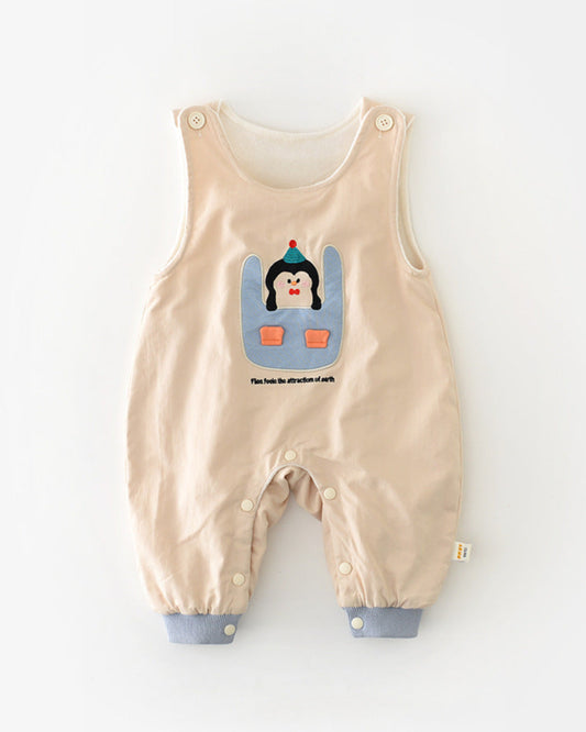 Penguin Pattern Fleece Baby Hoodie Jumpsuits