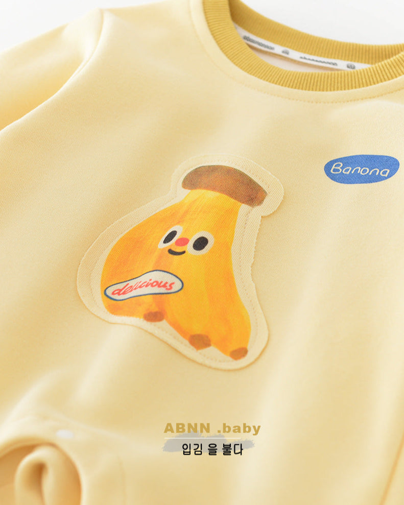 Cartoon Banana Decor Long Sleeve Baby Jumpsuits