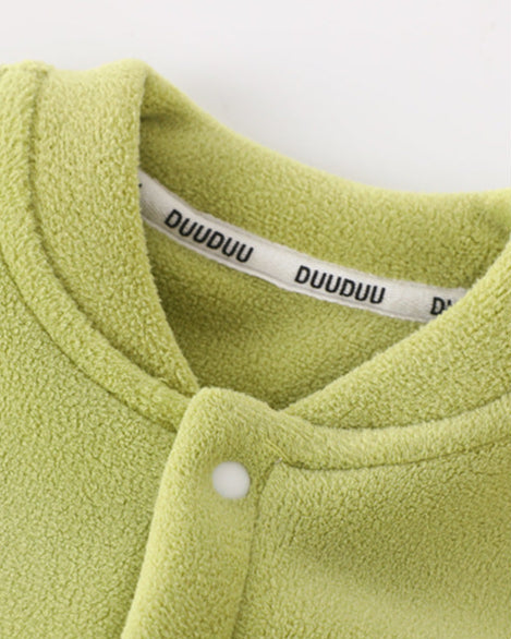 Dinosaur Pattern Fleece Long Sleeve Baby Jumpsuits