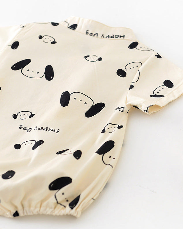 Dog Pattern Baby Short Sleeve Shirt Romper