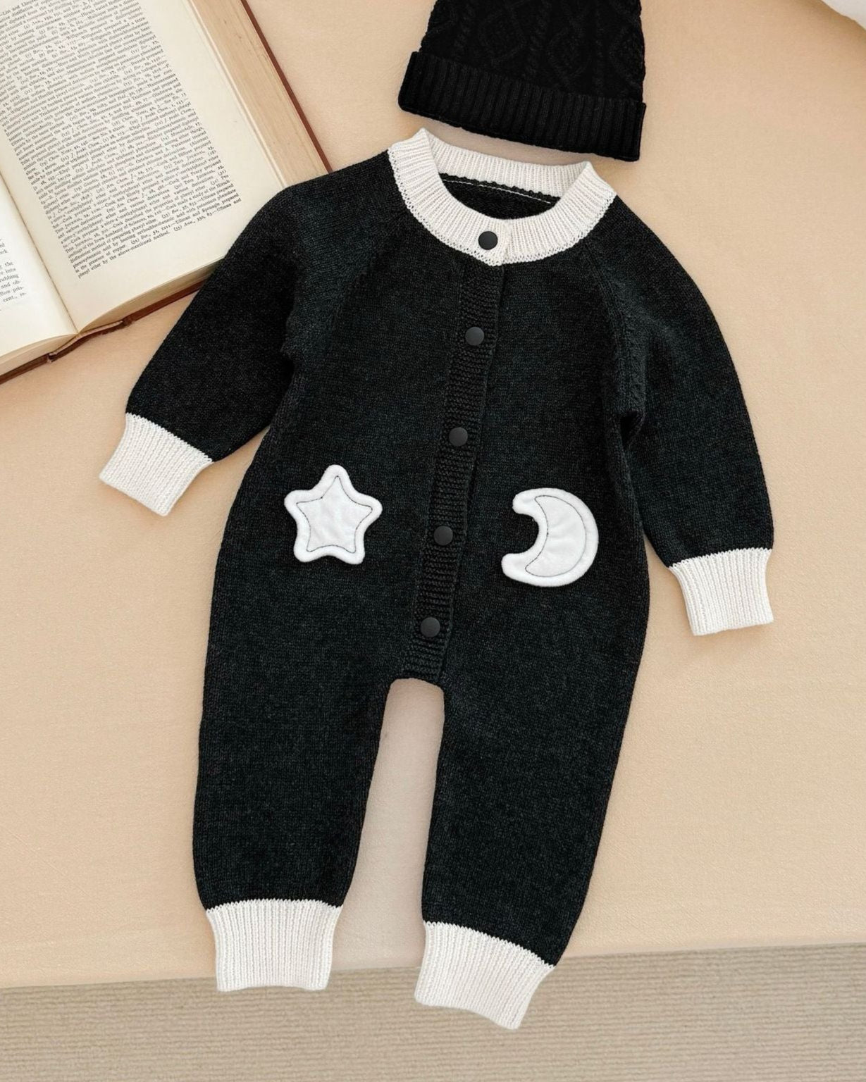 Moon Star Knitted Long Sleeve Baby Jumpsuits