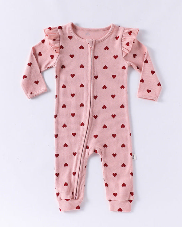 Cotton Soft Heart Long Sleeve Baby Jumpsuits/Romper