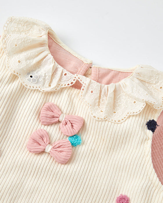 2pcs Polka Dot Baby Long Sleeve Shirt&Jumpsuits Set