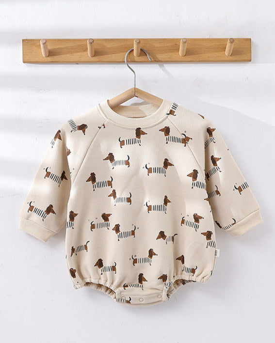 Moon Smile Face Long Sleeve Baby Sweatshirt Romper