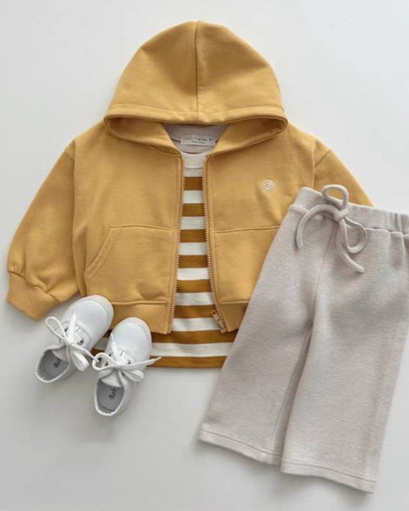 Casual Zipped Baby Coat Pants 2pcs Set