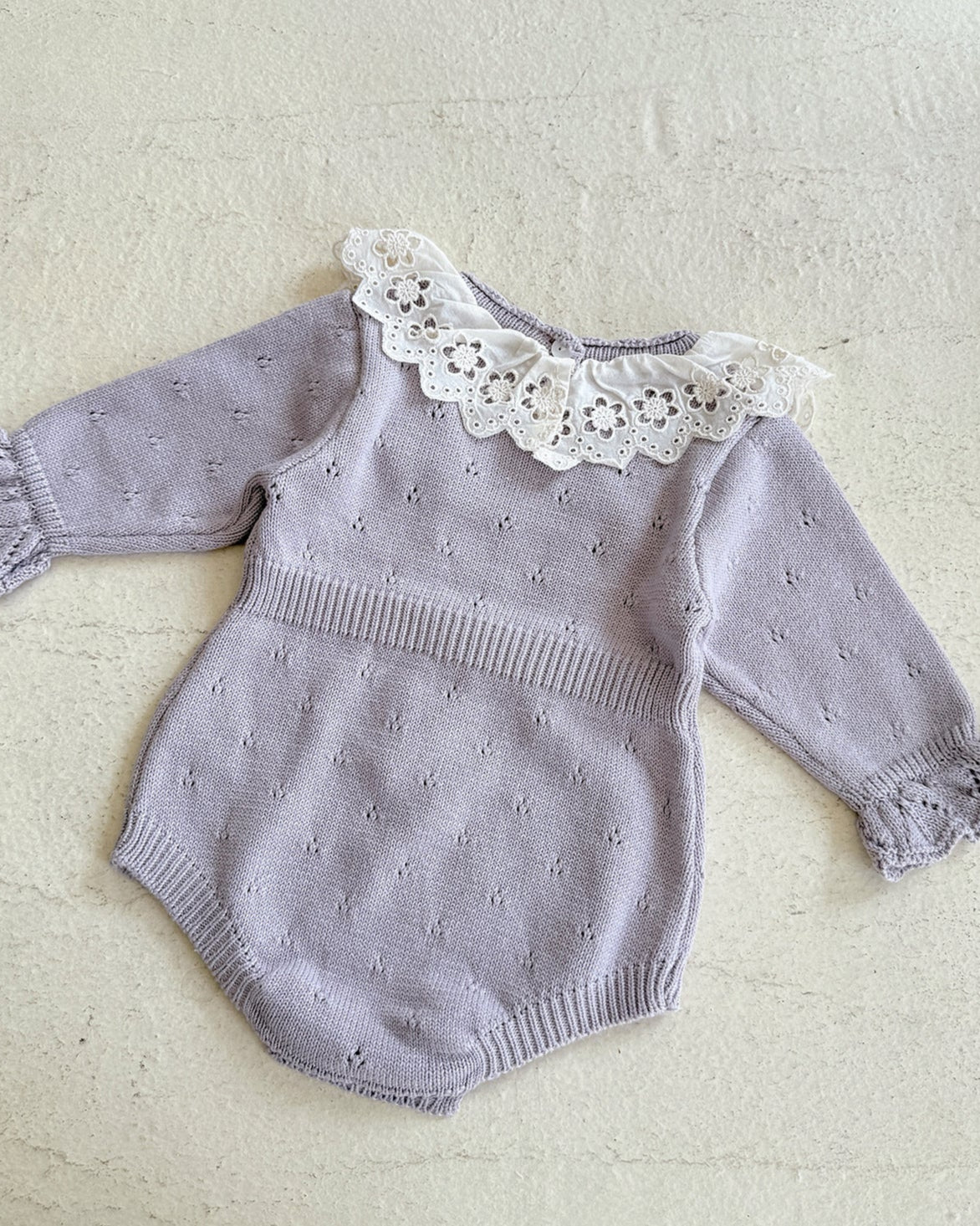 Sweet Lace Collar Knitted Long Sleeve Baby Romper