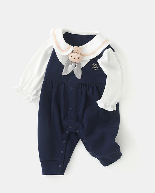 Rabbit Decor Puffy Sleeve Baby Jumpsuits