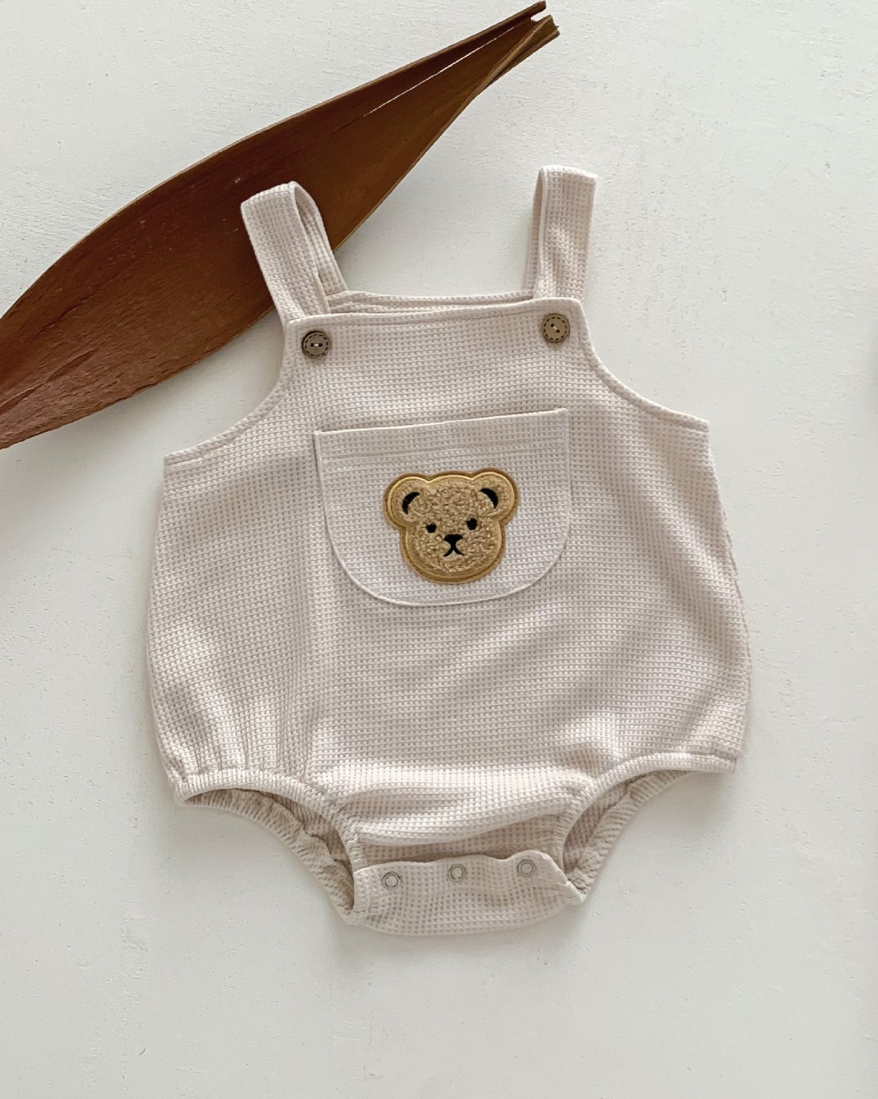 Waffled Bear Printed Baby Romper/Tee