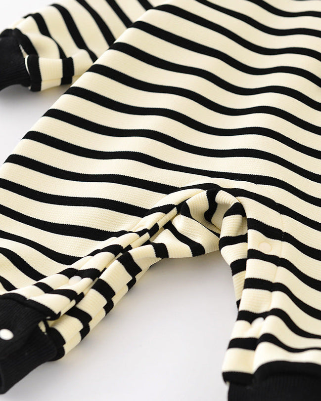 Casual Striped Pocket Design Long Sleeve Baby Jumpsuits