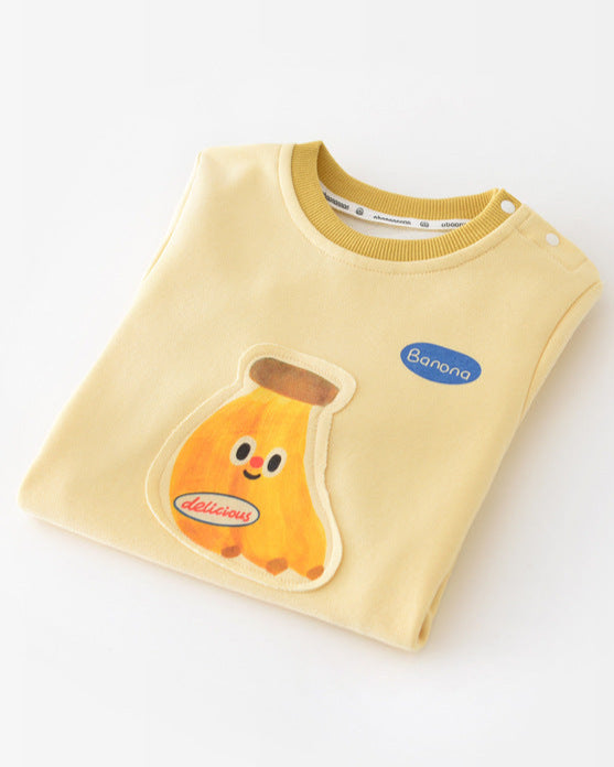 Cartoon Banana Decor Long Sleeve Baby Jumpsuits