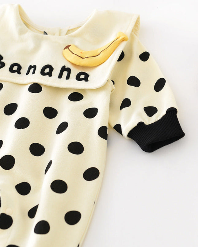 Banana Collar Polka Dot Baby Jumpsuits