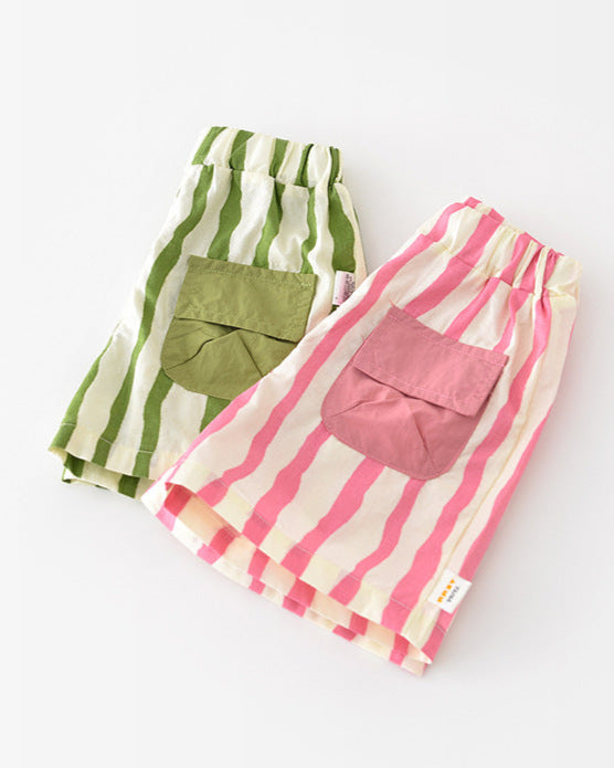 Casual Striped Pocket Design Baby Short Pants/Set