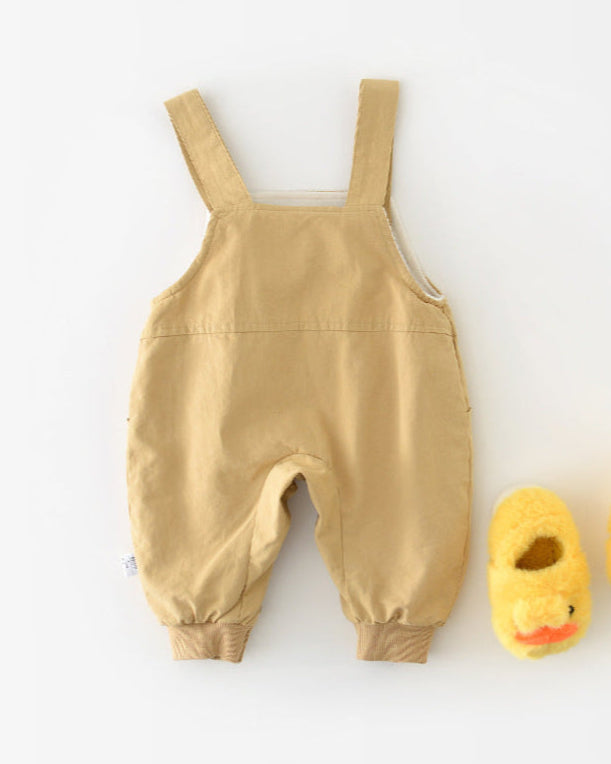 Cartoon Duck Pattern Fleece Baby Hoodie Jumpsuits