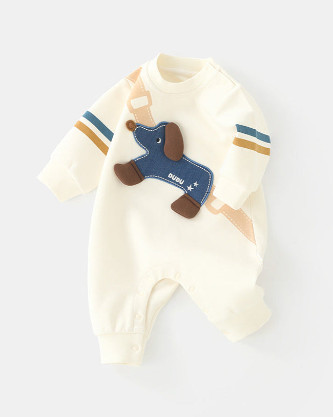 Dog Bag Pattern Long Sleeve Baby Jumpsuits