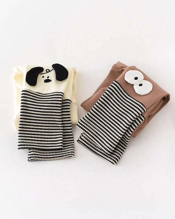 Color Black Cartoon Baby High Waisted Pants