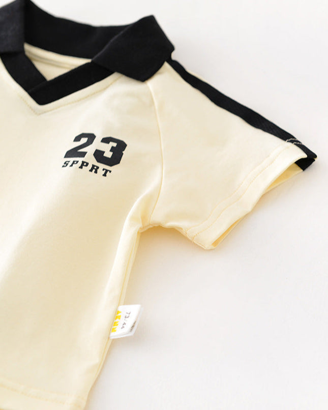Sport Style Color Block Baby Tee&Pants Set