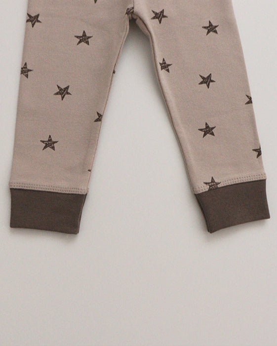 Star Moon Cotton Long Sleeve Baby Romper Pants Hat