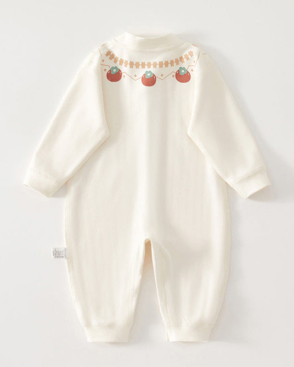 Cotton Apple Decor Long Sleeve Baby Jumpsuits