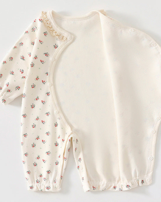 Sweet Floral Lace Collar Cotton Baby Jumpsuits