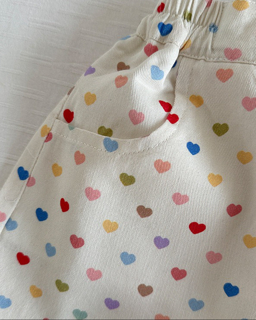 Colorful Heart Printed Baby Girl Short Pants