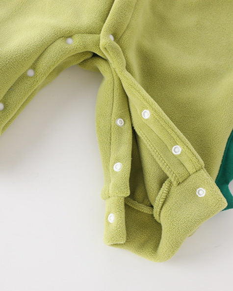 Dinosaur Pattern Fleece Long Sleeve Baby Jumpsuits