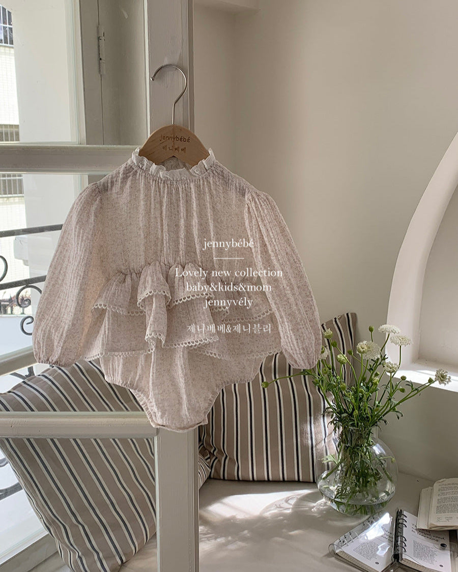Floral Layered Breathable Long Sleeve Baby Romper