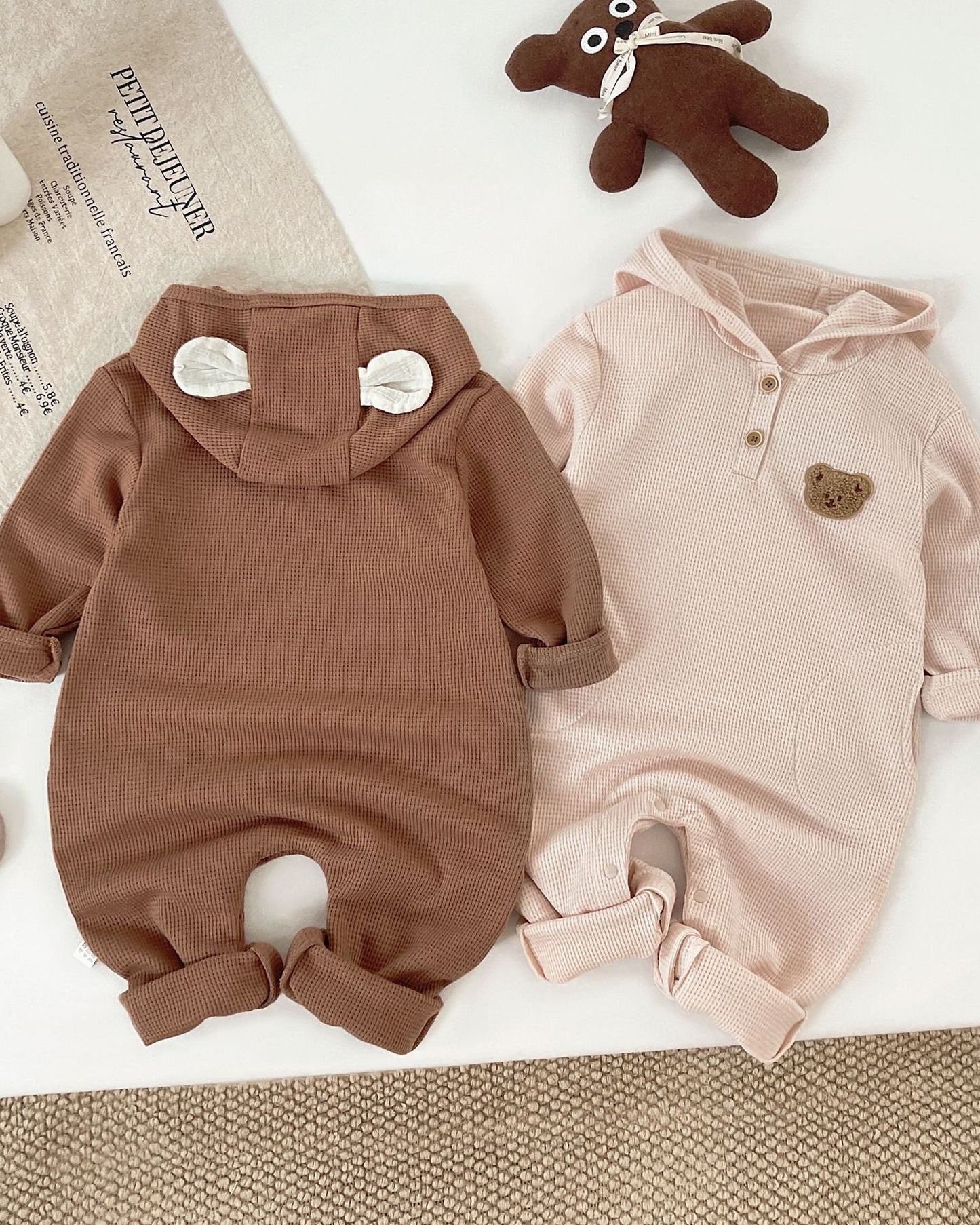 Bear Head Hooded Long Sleeve Baby Jumpsuits