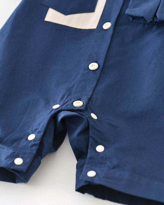 Casual Solid Color Short Sleeve Baby Jumpsuits