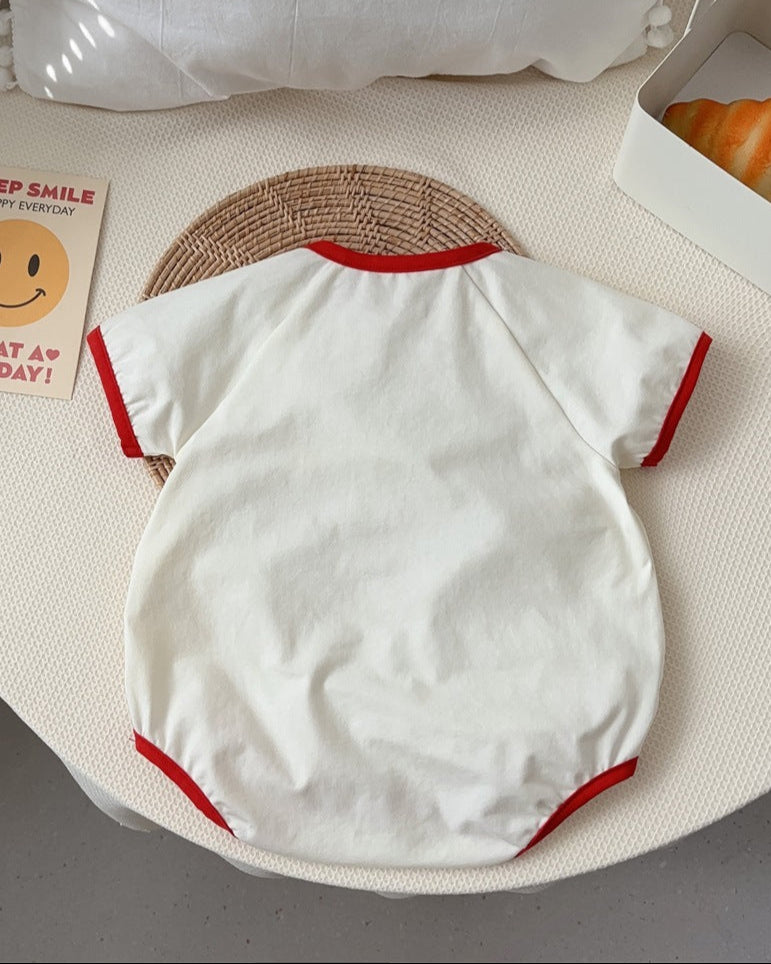 Short Sleeve Popcorn Decor Baby Romper