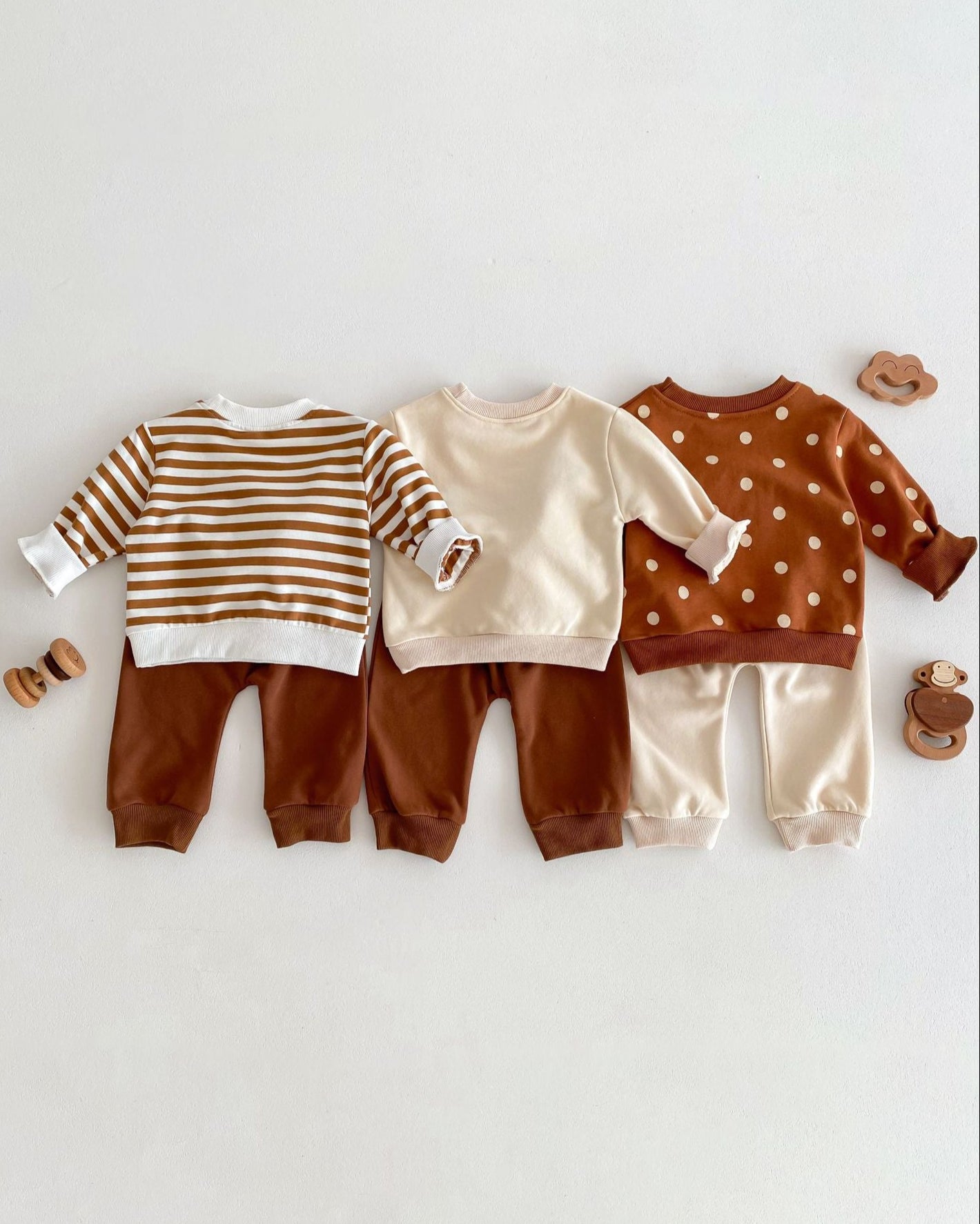 Bear Striped/Dot Baby Sweatshirt and Pants Set