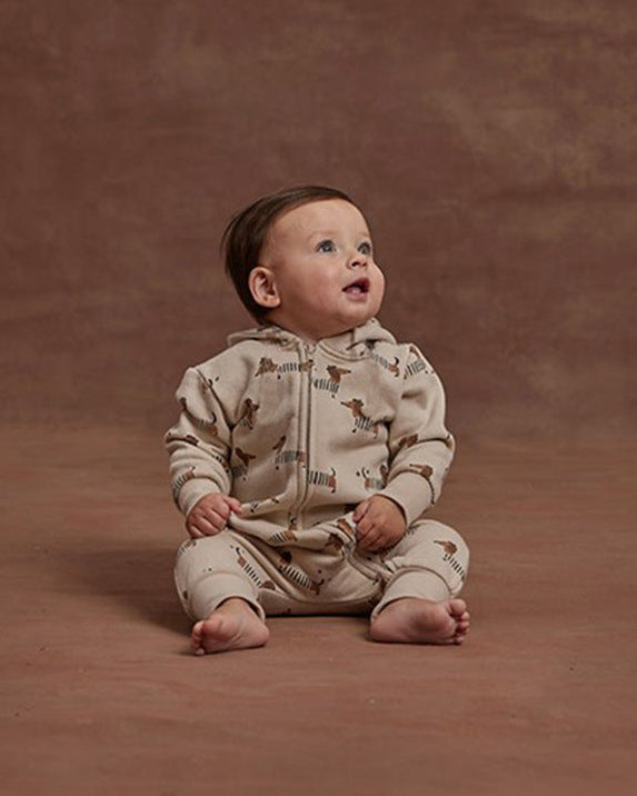 Dachshund Printed Zipped Long Sleeve Baby Jumpsuits