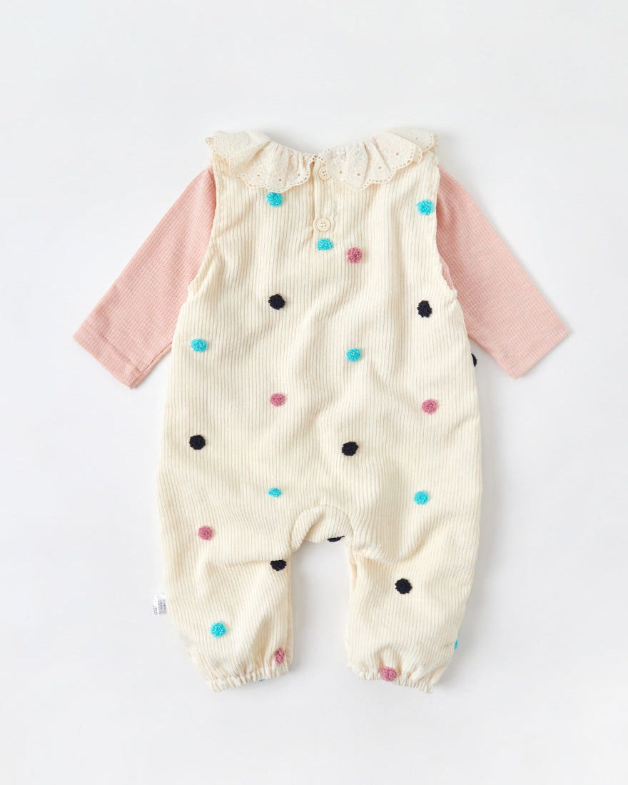 2pcs Polka Dot Baby Long Sleeve Shirt&Jumpsuits Set