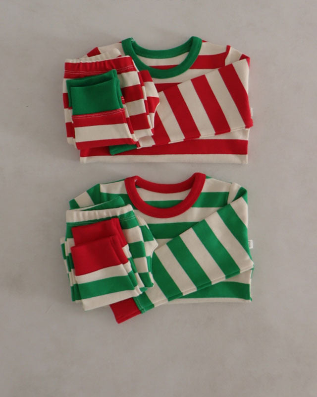 Christmas Striped Baby Bodysuit/Top Pant Set