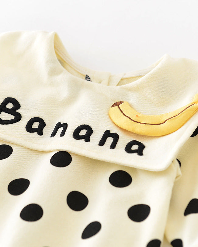 Banana Collar Polka Dot Baby Jumpsuits