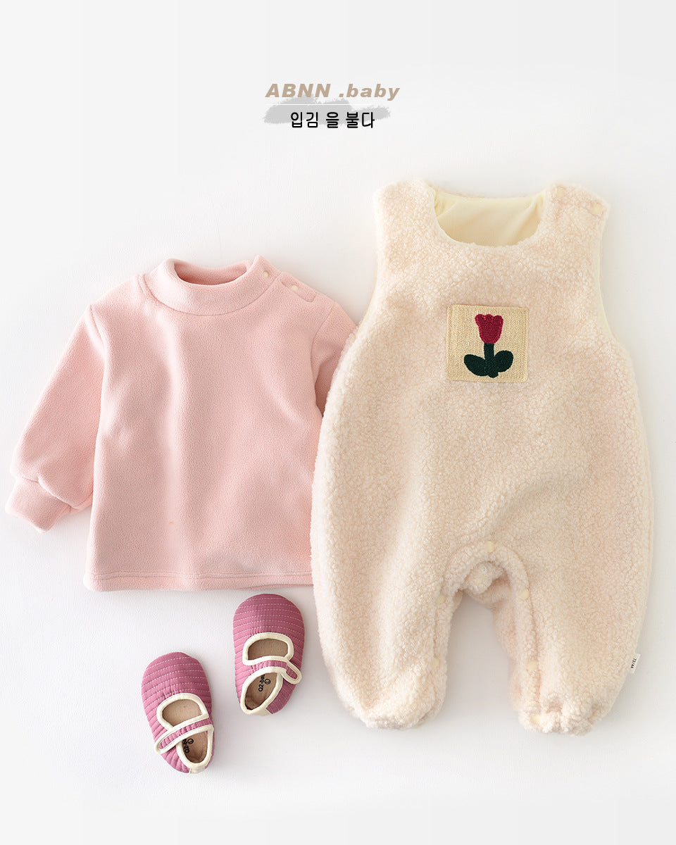 Warm Fleece Tulip Pattern Baby Jumpsuits Sweatshirt