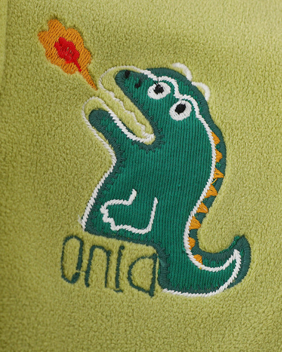 Dinosaur Pattern Fleece Long Sleeve Baby Jumpsuits