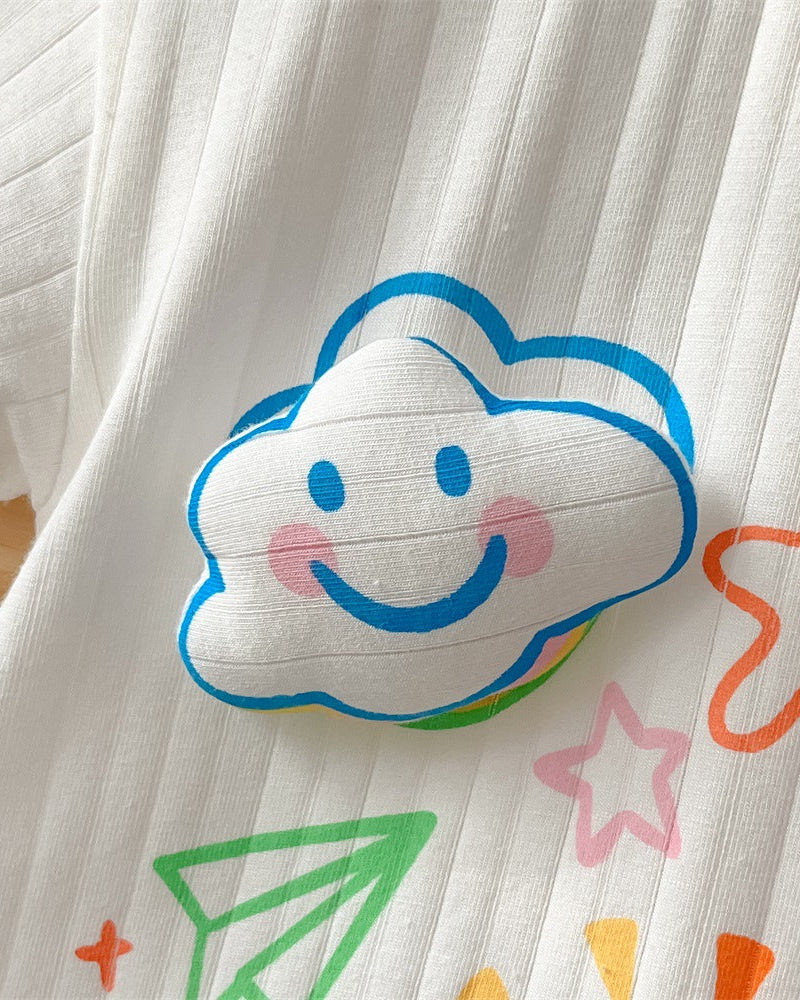Cloud Bear Toy Decor Short Sleeve Baby Romper
