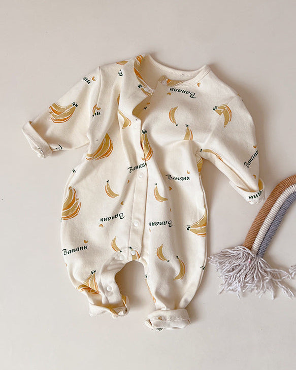 Floral Animal Printed Cotton Long Sleeve Baby Jumpsuits